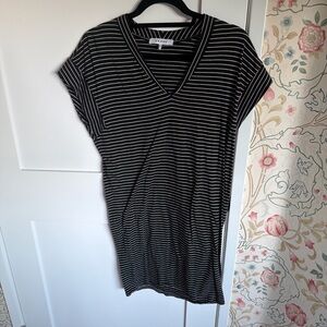 Frame Denim Black and White Striped Short Sleeve Top